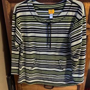 Ruby Rd. Black and Green Striped Sweatshirt